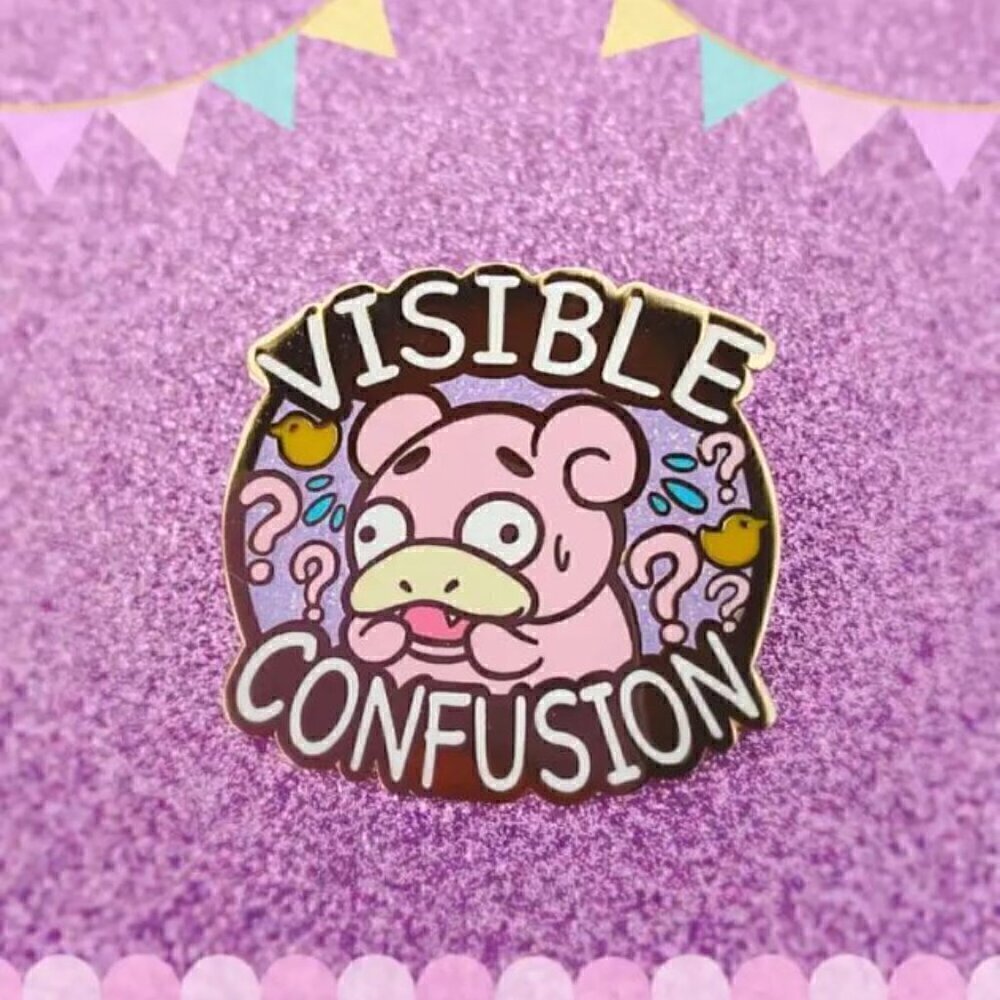 Catch the Hilarious Pokemon Slowpoke 'Visible Confusion' Enamel Pin
